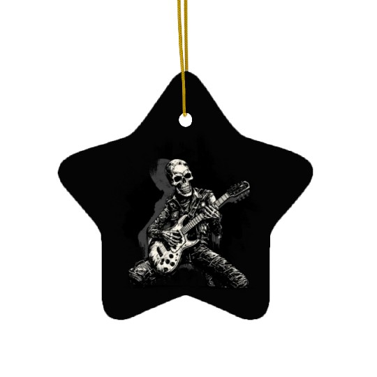 Halloween Skeleton Playing Guitar - Music Ceramic Ornaments