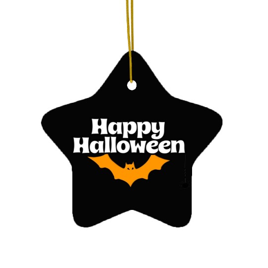 Bat Graphic Happy Halloween Ceramic Ornaments