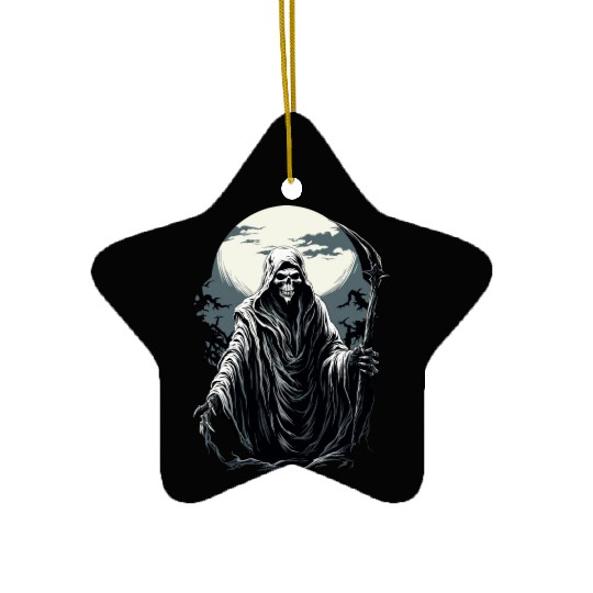 Spooky Halloween Grim Reaper Ceramic Ornaments