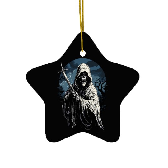 Spooky Halloween Grim Reaper Ceramic Ornaments
