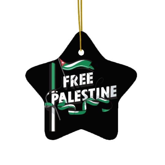I Love Free Palestine Flag Save Gaza Ceramic Ornaments