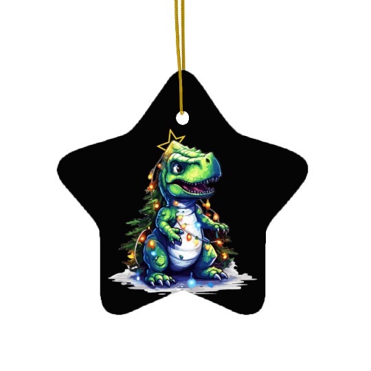 Dinosaur Christmas Tree T Rex Boys Girls Pajama Ceramic Ornaments