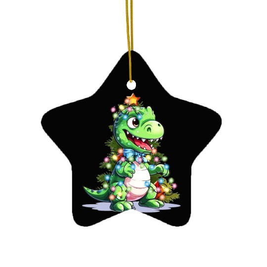 Christmas Dino Kids Funny T rex Christmas Tree Boy Ceramic Ornaments