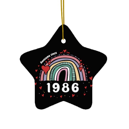 Cute Rainbow Awesome 1986 - 37th Birthday w/ Ceramic Ornaments