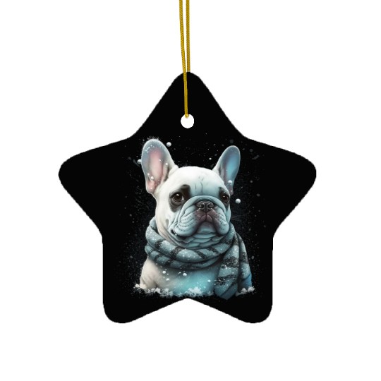 French Bulldog | Winter Snow Christmas Cute Ceramic Ornaments