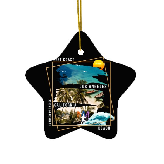West Coast Los Angeles California Beach Ceramic Ornaments