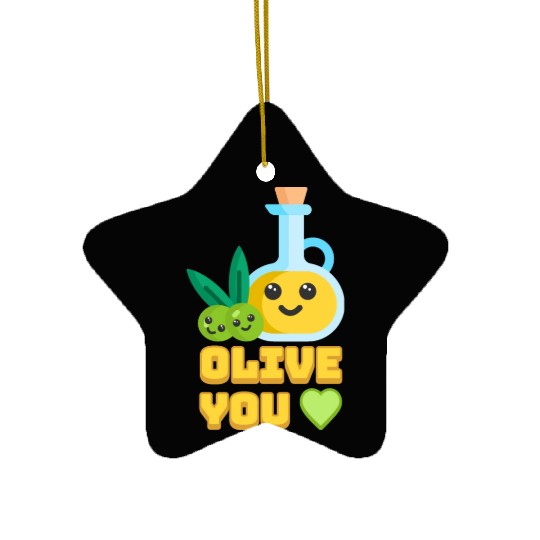 Olive You! Cute Olive I Love You Cartoon Ceramic Ornaments