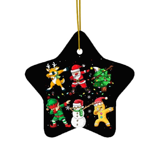 Dabbing Santa Elf Friends Christmas Boys Girls Men Ceramic Ornaments
