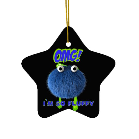 OMG Im So Fluffy, Cute Furry monster. Ceramic Ornaments