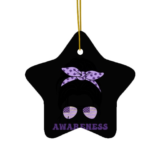 In May We Wear Purple Retro Lupus Awareness Month Ceramic Ornaments