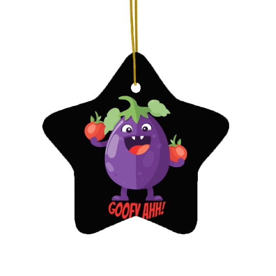 Eggplant Tomato Party Goofy Ahh Ceramic Ornaments