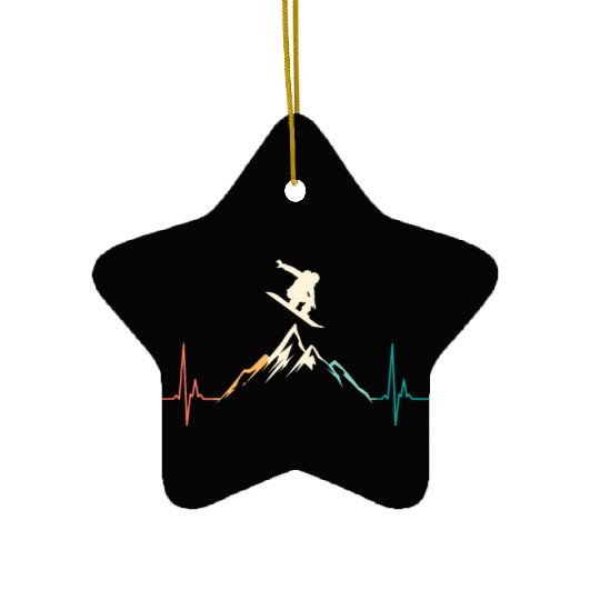 Snowboarding Heartbeat Snowboarder Ceramic Ornaments