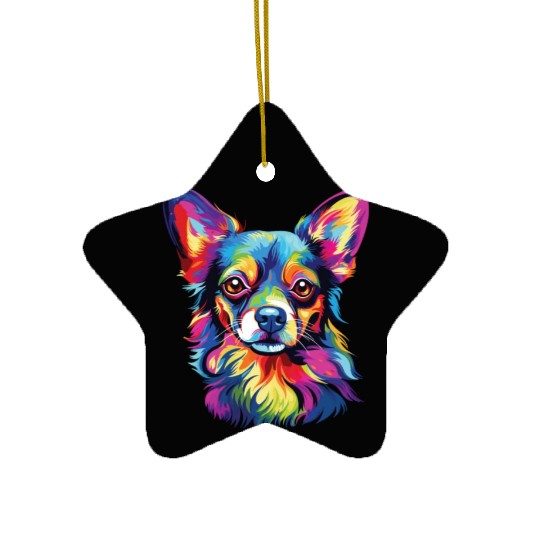 Watercolor Colorful Chihuahua Ceramic Ornaments