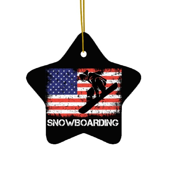 America Snowboarding Stars and Stripes Snowboard Ceramic Ornaments