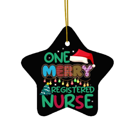 One Merry Registered Nurse Christmas Ceramic Ornaments