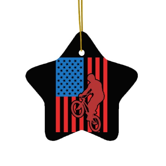 Patriotic BMX Cyclist Ceramic Ornaments