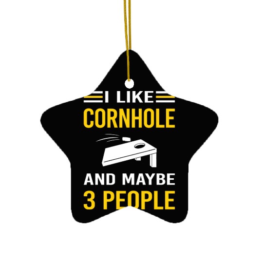 3 People Cornhole Ceramic Ornaments