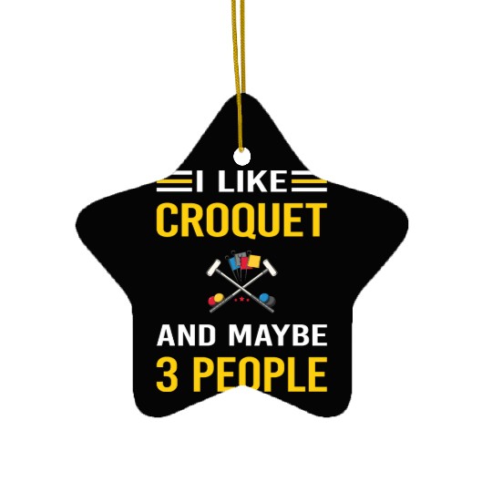 3 People Croquet Ceramic Ornaments