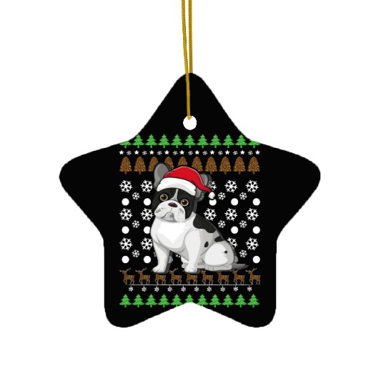 Merry Christmas, French Bulldog, Dog lovers gift Ceramic Ornaments