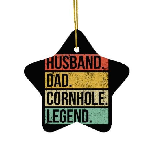 Cornhole Vintage Husband Dad Legend Ceramic Ornaments