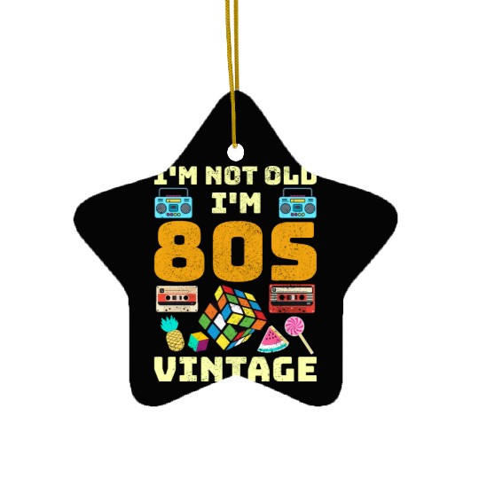 80s Vintage Vibes - Retro Design with Neon Colors Ceramic Ornaments