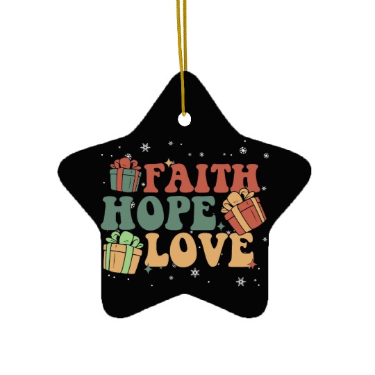 Faith Hope Love Religious Family Christmas Ceramic Ornaments