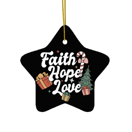 Faith Hope Love Religious Family Christmas Ceramic Ornaments