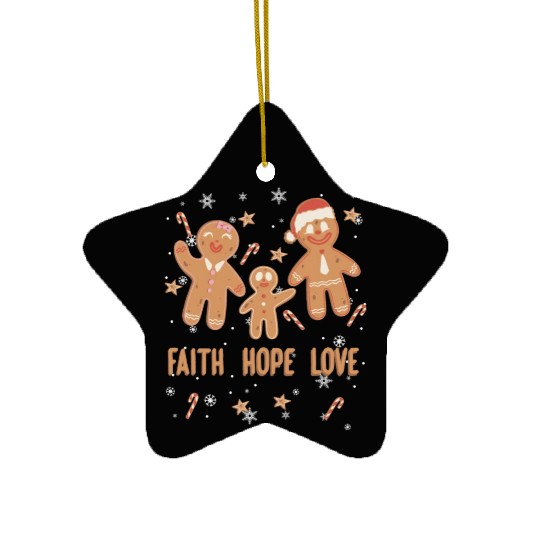 Gingerbread Man Faith Hope Love Religious Ceramic Ornaments