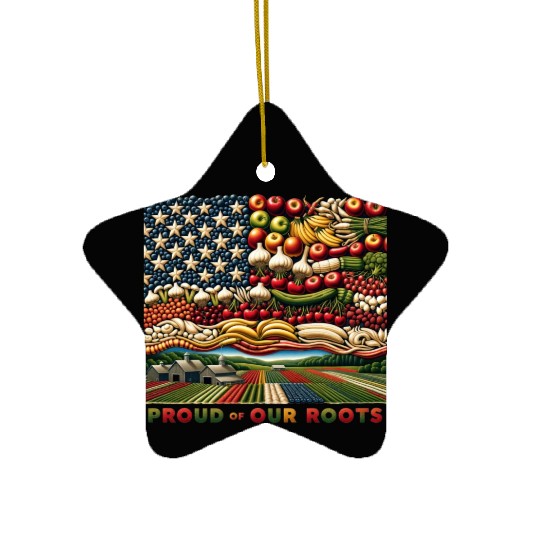Roots of Pride: Eco-Friendly Harvest Flag Design Ceramic Ornaments