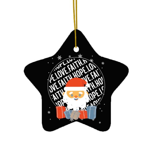 Faith Hope Love Religious Family Christmas Santa Ceramic Ornaments