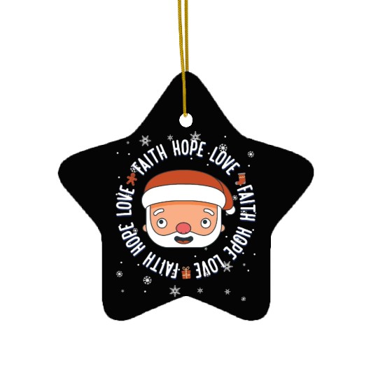 Religious Family Faith Hope Love Christmas Santa Ceramic Ornaments