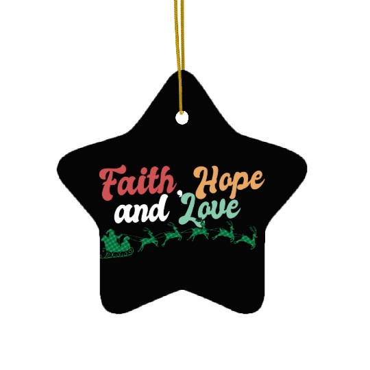 Faith Hope Love Religious Family Christmas Ceramic Ornaments