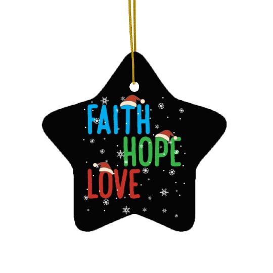 Faith Hope Love Religious Family Christmas Santa Ceramic Ornaments