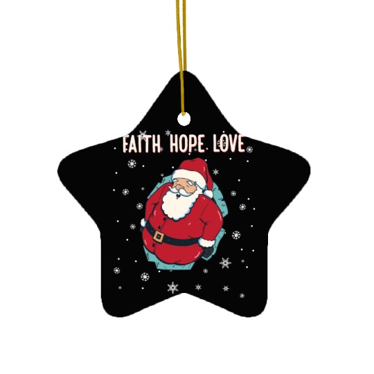 Faith Hope Love Religious Family Christmas Santa Ceramic Ornaments