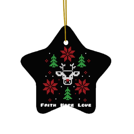Faith Hope Love Religious Family Christmas Ceramic Ornaments