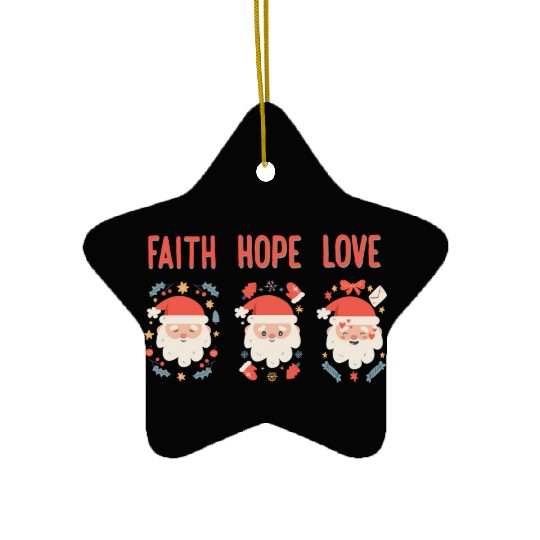 Religious Family Faith Hope Love Christmas Santa Ceramic Ornaments