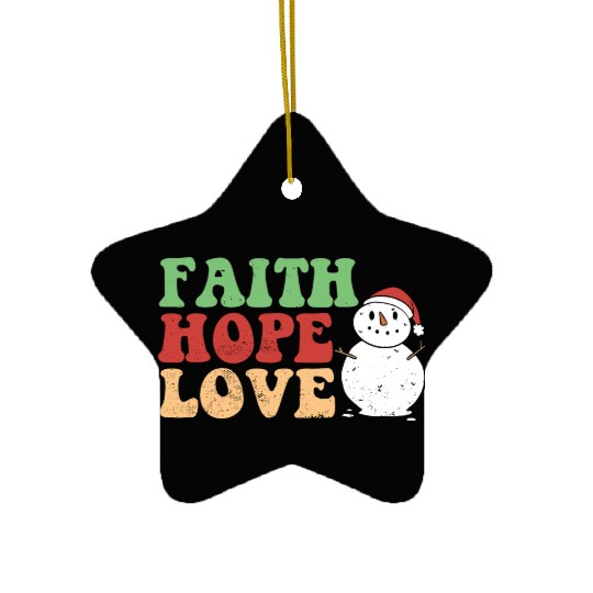 Faith Hope Love Religious Family Christmas Ceramic Ornaments