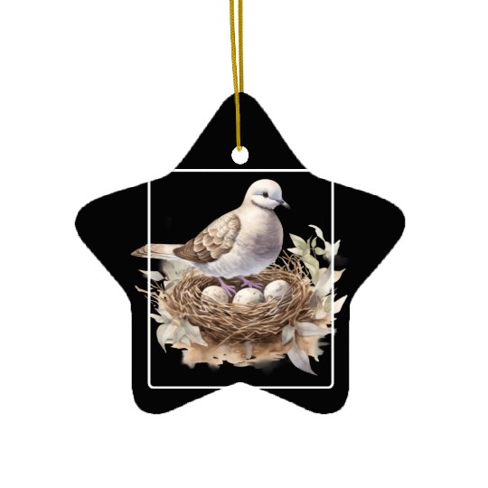 Quail Bird With Eggs Ceramic Ornaments