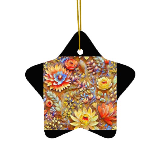 Impressionist Blossoms Tapestry Ceramic Ornaments