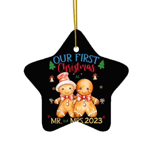 gingerbread couple first Christmas Mr. and Mrs. Ceramic Ornaments