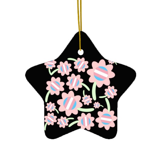 Transgender Pride Flag Flower Pattern Ceramic Ornaments