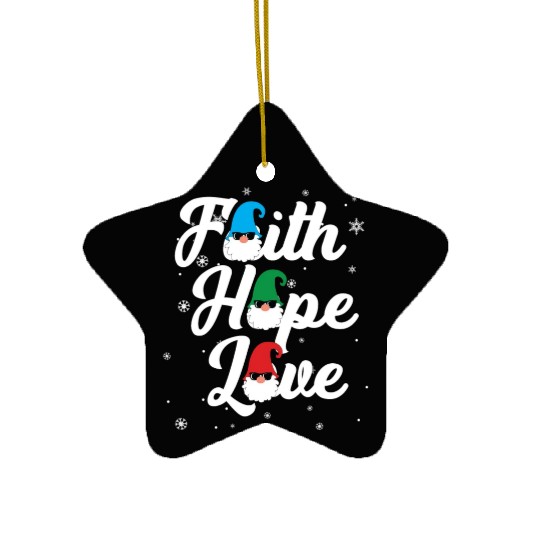 Religious Family Faith Hope Love Christmas Gnome Ceramic Ornaments