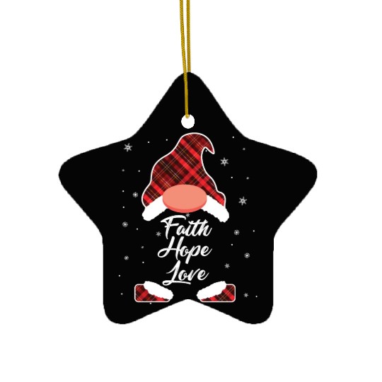 Faith Hope Love Religious Family Christmas Gnome Ceramic Ornaments