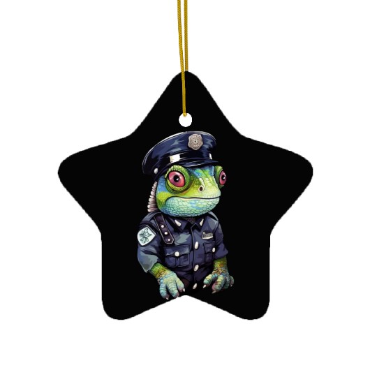 Chameleon policewoman Ceramic Ornaments