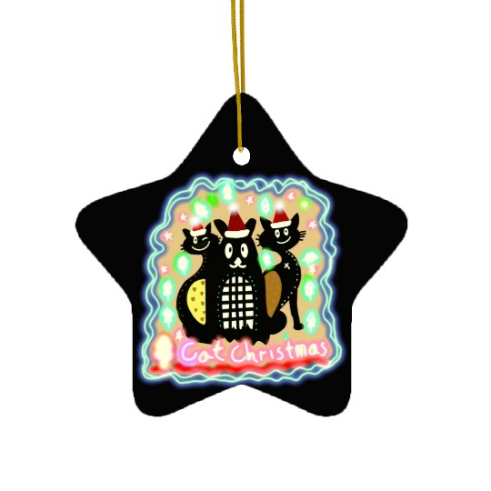 Christmas Cat Ceramic Ornaments