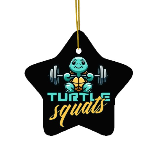 Turtle squats funny gym animals Ceramic Ornaments