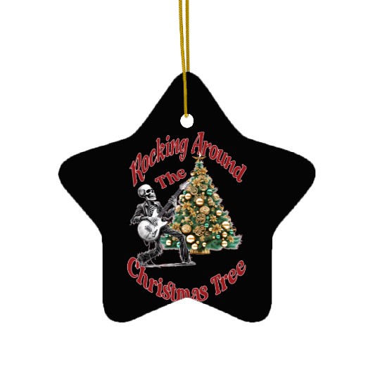 Rocking Around the Christmas Tree Skeleton Ceramic Ornaments,