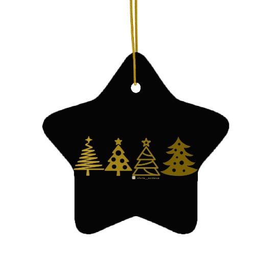 Minimalist Gold Gradient Christmas Trees Ceramic Ornaments