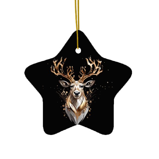 Glam Christmas Reindeer Ceramic Ornaments