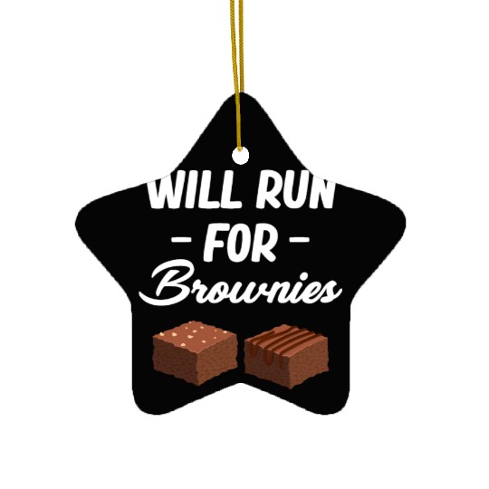 Will Run For Brownies Fudge Cookie Marshmallow Ceramic Ornaments